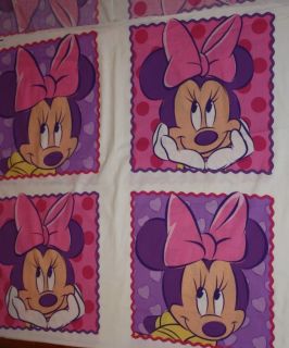Disney Minnie Mouse Vintage Fabric Quilt Pillow Panel
