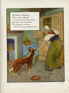Old Mother Hubbard Mother GOOSE Rhyme Print 1921