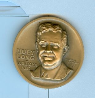 nice 32mm high relief MACO Medal with Huey Long on one side and