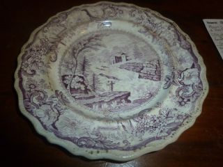  Staffordshire Purple Hudson River Bakers Falls Plate CA 1820