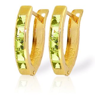 GAT 14k Solid Gold Oval Huggie Earring with Natural Peridots