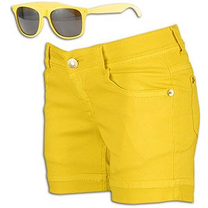 Southpole Bermuda Shorts w/ Free Sunglasses   Womens   Lemon Yellow