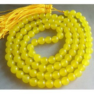 Tibet Buddhist 108 Yellow Jade Beads Prayer Mala Necklace