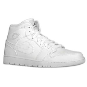 Jordan AJ1 Mid   Mens   Basketball   Shoes   White/White/Cool Grey