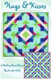 Quilt Top Pattern Hugs Kisses Sizes Baby Throw King Jewel Tone New