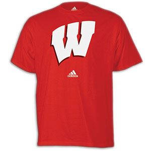 adidas College Logo T Shirt   Mens   Wisconsin   University Red