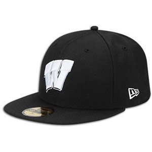 New Era 59Fifty College Black & White Cap   Mens   Wisconsin   Black