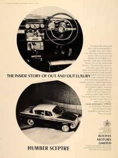 1965 Ad Humbler Sceptre British Car Automobile Interior   ORIGINAL