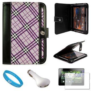 Executive Leather Carrying Case Cover, Purple Plaid for