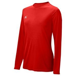 Mizuno Long Sleeve Hybrid Top   Womens   Volleyball   Clothing   Red