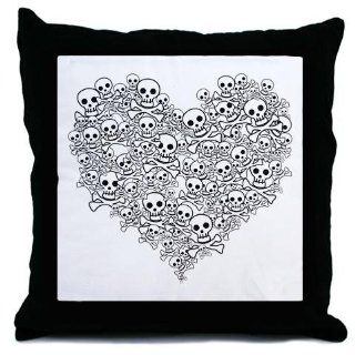 Skull Heart Music Throw Pillow by  Home