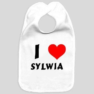 Baby bib with I Love Sylwia Baby
