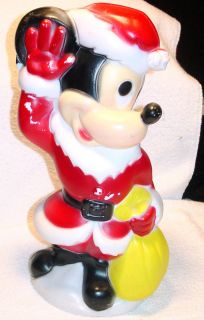 Vintage Outdoor Molded Plastic Mickey Mouse Santa Christmas Light Up