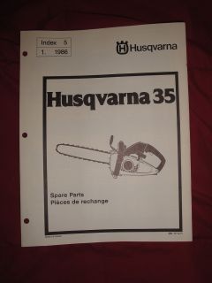 1986 Husqvarna Chain Saw Model 35 Spare Parts Manual List