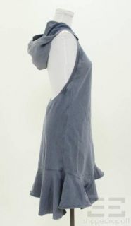 Hussein Chalayan Light Blue Cotton Hooded Halter Dress Size 40