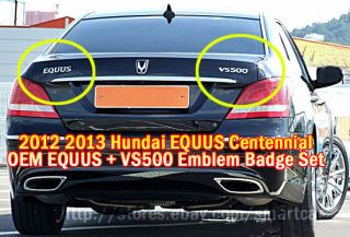 2012 2013 Hyundai Equus Centennial Equus VS500 Emblem Badge Set