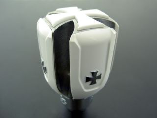 Universal Car Gear Shift Knob White Iron Cross Shifter Lever Stick