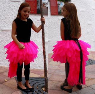 Girls Girl Teen Childs Neon UV Pink Long Tutu Skirt Dress Up Party