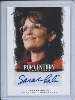 Sarah Palin 2012 Leaf Pop Century Auto Authentic Signature