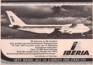 Iberia Airlines of Spain Boeing 747 EC BRQ German Ad