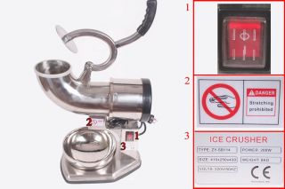 Ice Shaver All Stainless Steel Ice Crusher Snow Cone Maker Shaved