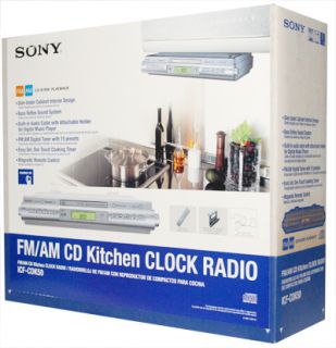 Sony ICF CDK50 Under Cabinet Kitchen CD Player Clock Radio Silver Home