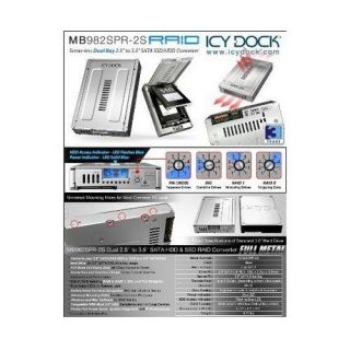 Icy Dock MB982SPR 2S Metal Dual 2 5 to 3 5 Adapter SATA Interface