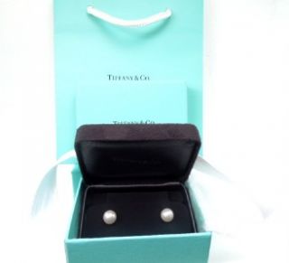 Tiffany Cultured Pearl 8 5mm 18 K Earrings Gal Apprsl Tiffany Box Bag