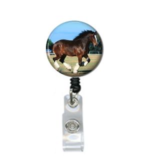 Retractable ID Badge Holder Badge Reel Horse