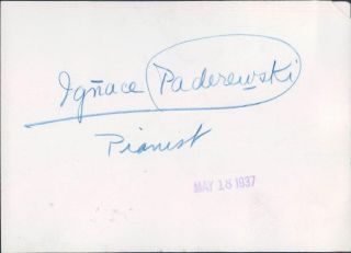 1937 Ignace Paderewski Polish Pianist Statesman