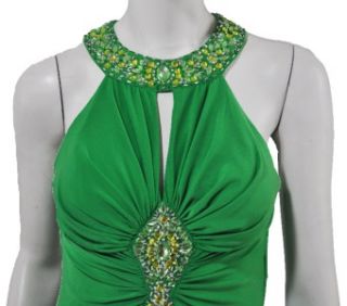 Ignite Evenings Beaded Halter Gown Long Dress Green 2