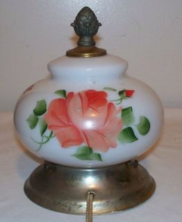 Vintage Ceiling Fixture w Handpainted Glass Shade