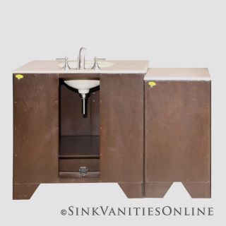 53.5 Ilene W   Single Sink Stone Bathroom Vanity Cabinet (Dark Walnut
