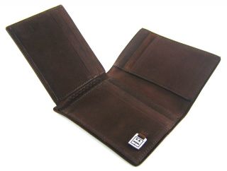 Ike Behar Mens Black and Brown Smooth Leather L Fold Bifold Billfold