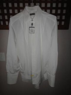 Ike Behar Evevning New White 100 Cotton Point Collar Tuxedo Shirt