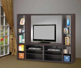 Entertainment Wall Unit Cappuccino Finish Up to 46 TV