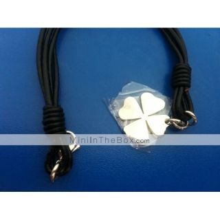 USD $ 4.39   Four Leaf Clover Pattern Leather Woven Bracelet (Black