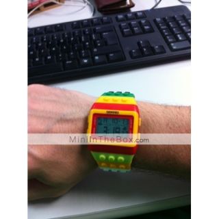 USD $ 8.49   Multi Color Block Brick Style Automatic Wrist Watch with