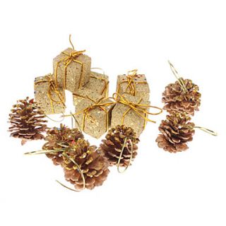 USD $ 5.19   12 Pack 4cm 1.8 Pinecones Shiny Gold Gift Box Christmas