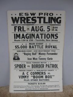 Vintage Pro Wrestling Event Poster ESW Yardville NJ w Manny Fernandez