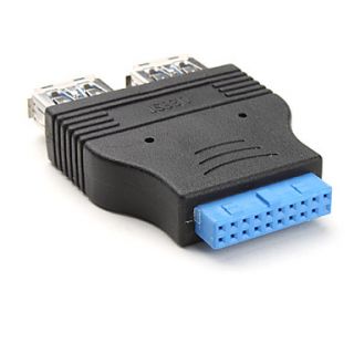 USD $ 6.99   Dual USB 3.0 AF to IDE 20 Pin Adapter (Black),