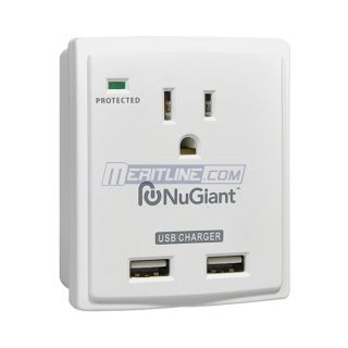 Nugiant 1 Outlet Power Strip Wall Tap Surge Protector with USB Charger