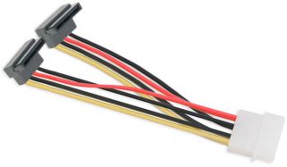   IDE Molex 4 pin to 2 SATA HD Power Connectors L Shape 5 Inch Y cable