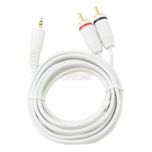 New Audio 12 Feet Y Cable 3 5mm Stereo Plug to 2 RCA Plugs White