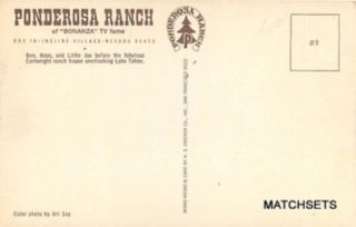 Incline Village Nevada Ponderosa Ranch Bonanza TV Fame Postcard