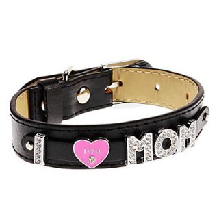 Adjustable Rhinestone Love Mom Style Collar for Dogs (Assorted Color