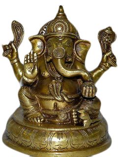   Brass Alter Statue Good Luck Ganesh Hindu Gods Sculpture India Idols