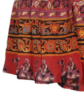 Womens Wrap Around Skirt Indian Mini Hand Block Print Hippie Sarong