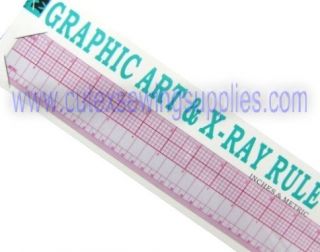 Clear Plastic English Metric Graphic Ruler 18 Inches