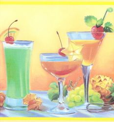 Cocktails Mixed Drinks Wine Wallpaper Border Wall